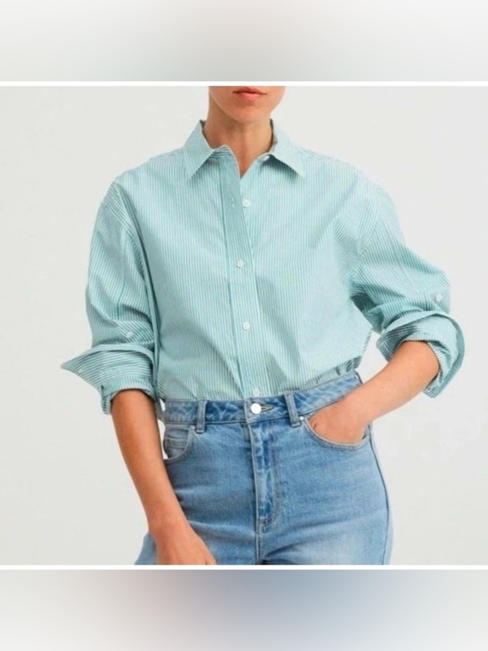 Everlane The Silky Cotton  Button Down Striped Women’s Size 8 NWT